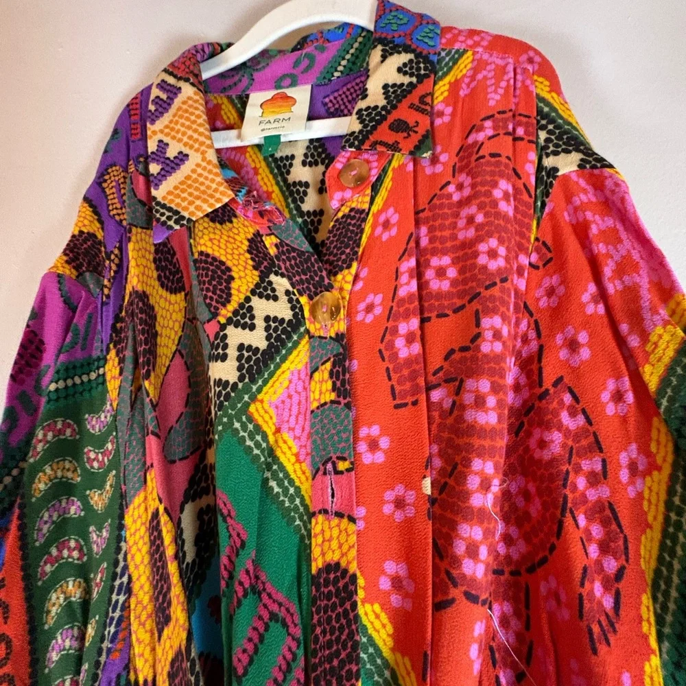 Vintage FARM Rio Multicolor Patchwork Jumpsuit- Mid 2010 - Picture 4 of 5